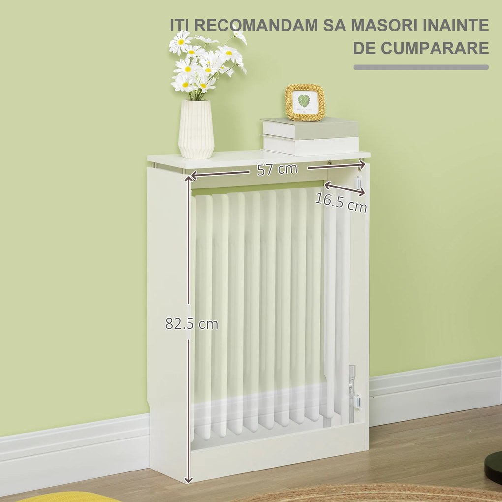 HOMCOM Capac Radiator din MDF si Otel Alb 60x18x84cm Design Simplu si Elegant pentru Acoperire Calorifer | Aosom Romania