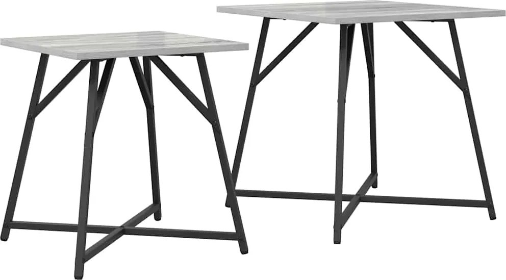 vidaXL Set măsuțe laterale 2 pcs Gri Sonoma și negru