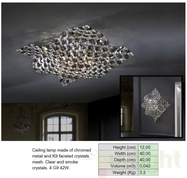Plafonier modern cristal K9 dim.40x40cm Saten 160563