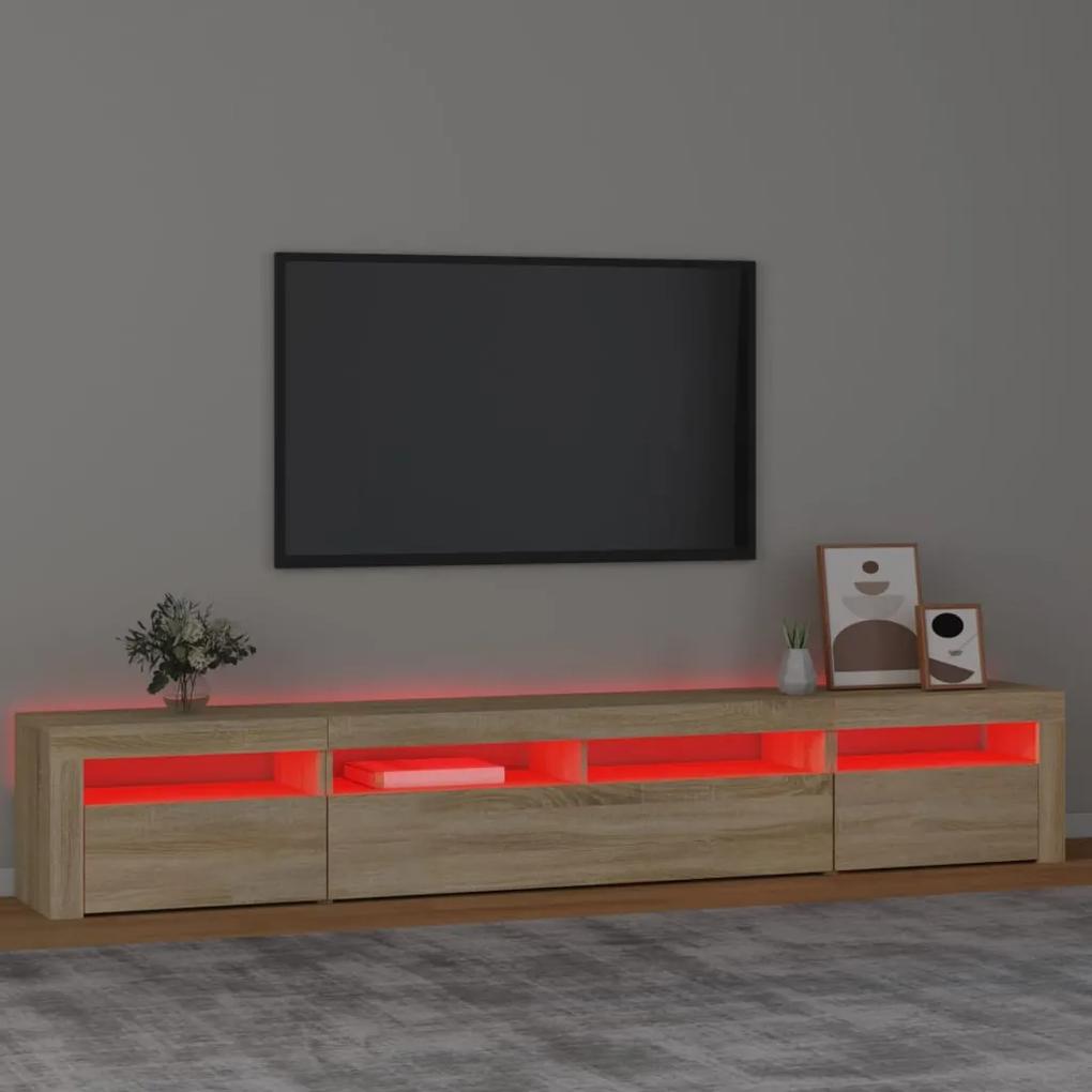Comoda TV cu lumini LED, stejar sonoma, 240x35x40cm 1, Stejar sonoma, 240 x 35 x 40 cm