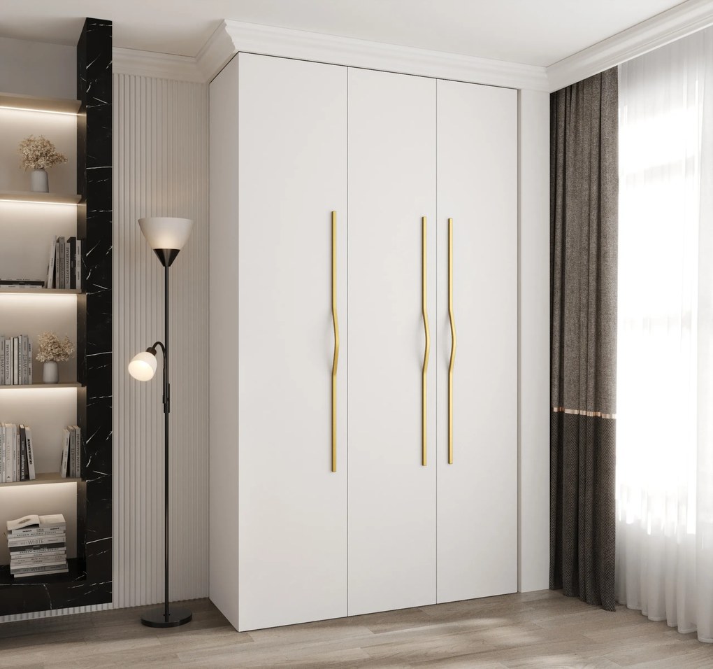 Dulap de haine 140 cm Carmela 40-2 (alb + Auriu). 1126562