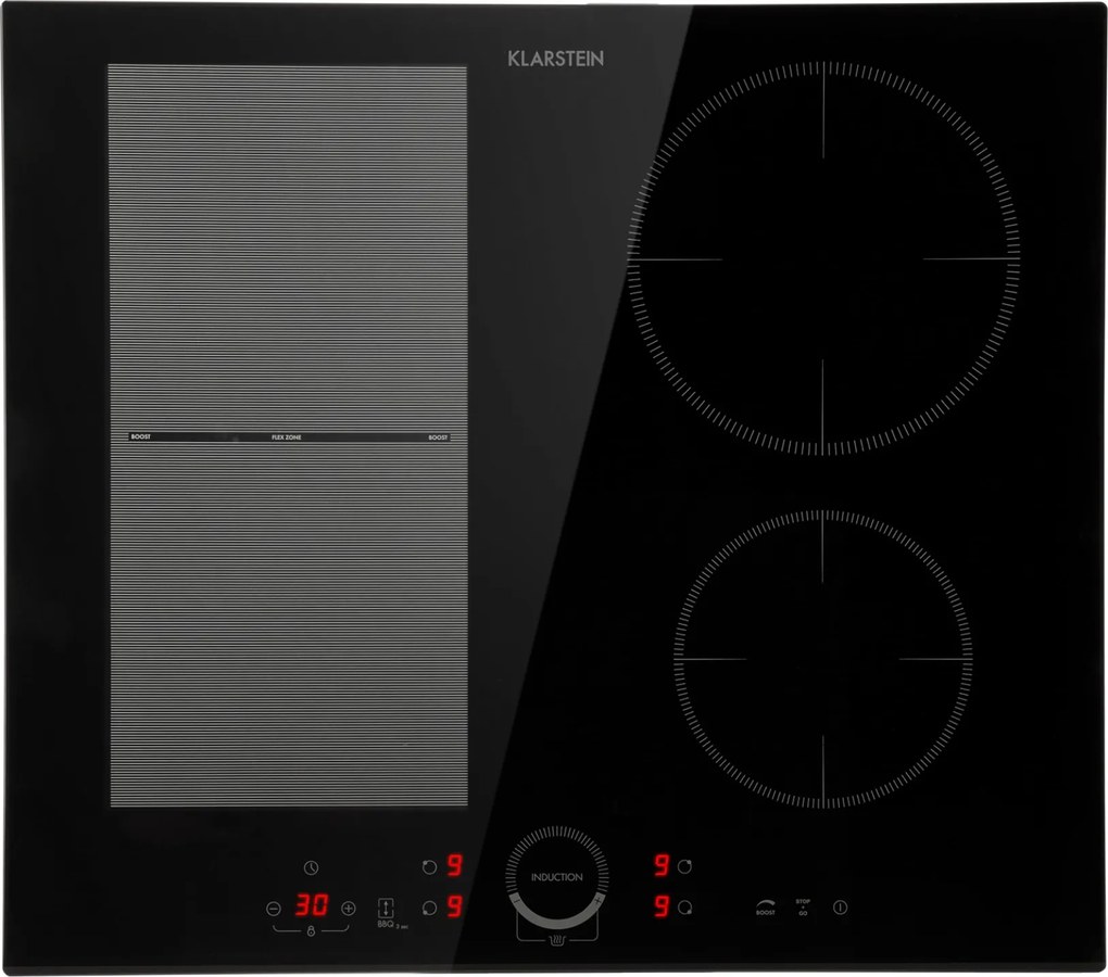Klarstein Delicatessa 60 Hybrid, plită de inducție, încorporată, 4 zone, 7000 W, neagră