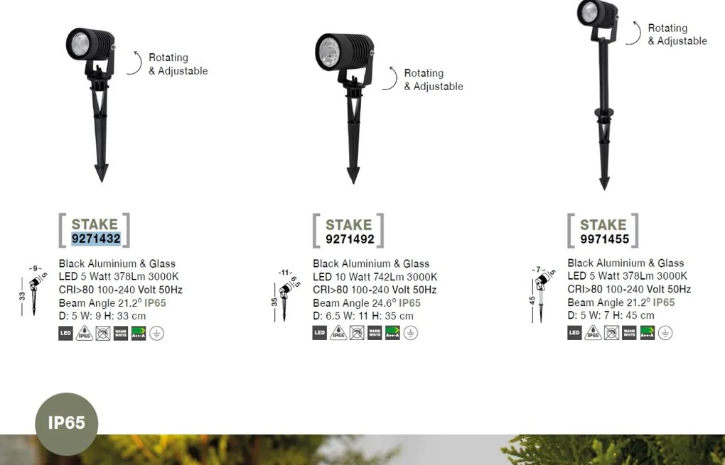 Tarus cu spot LED orientabil pentru iluminat exterior IP65 STAKE II