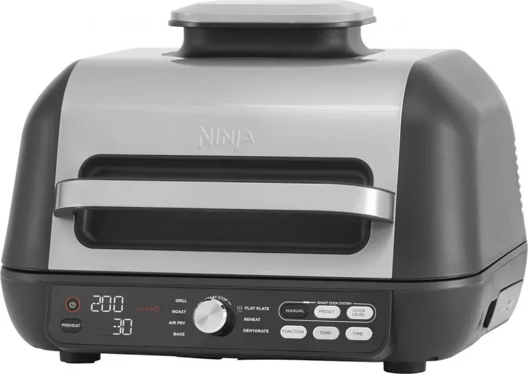 Gratar electric Ninja Foodi MAX PRO AG651EU, 2460W, 3.8L, Functie gratar si Air fryer, Cyclonic Air, Smart Cook, Negru/inox