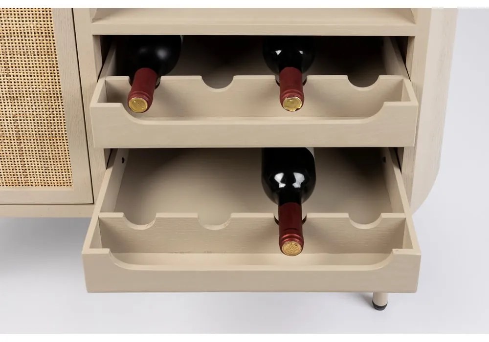 Dulap vinotecă crem din ratan pentru 8 sticle, 90x100 cm Amaya – White Label