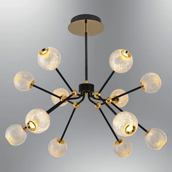 Lustră LED pe tijă GELA 12xLED/5W/230V 3000K negru/auriu