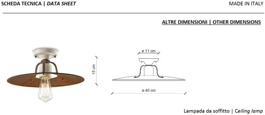 Plafoniera design retro realizata manual din ceramica si metal GRUNGE