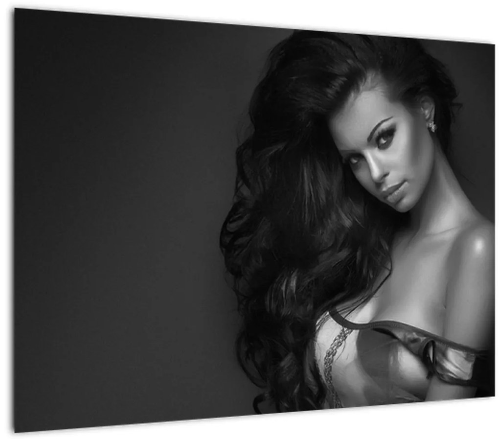Tablou - Portretul unei femei seducătoare, alb-negru (70x50 cm)