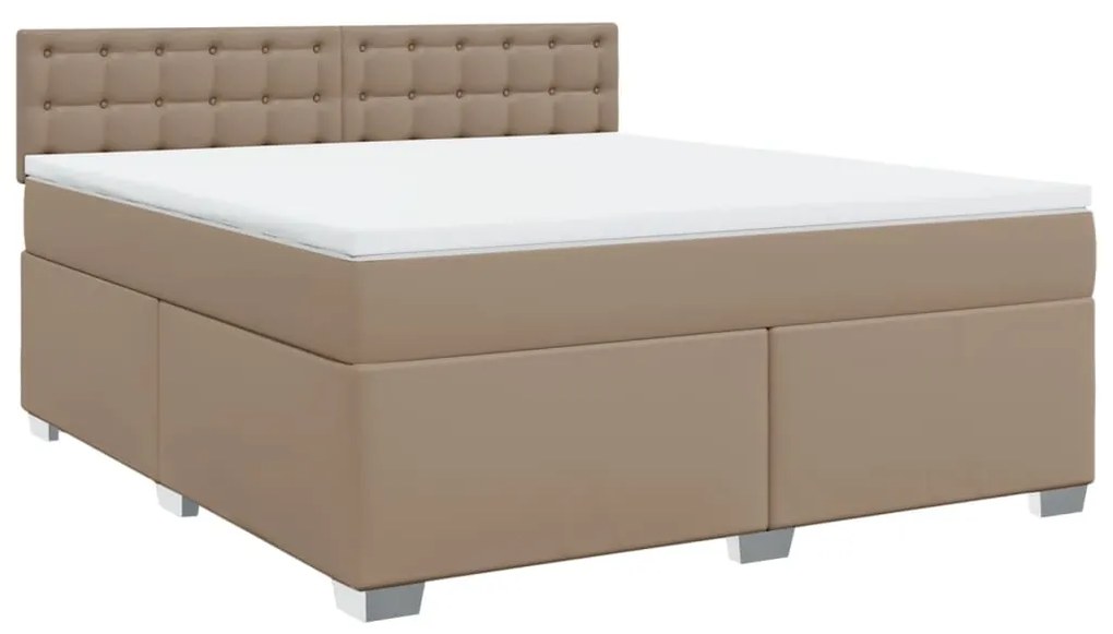 3286135 vidaXL Pat box spring cu saltea, cappuccino, 180x200cm piele ecologică