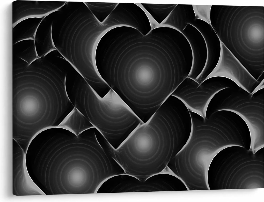 Tablou cu inimile alb - negre (70x50 cm)