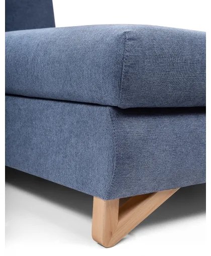 Colțar extensibil tapițat AVESTA, cu spațiu de depozitare, în formă de L, orientare dreaptă, albastru