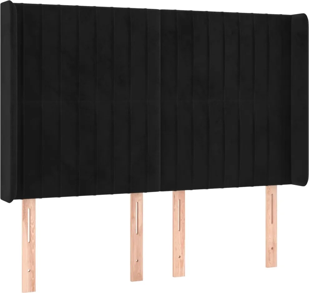 vidaXL Tăblie de pat cu aripioare, negru, 147x16x118/128 cm, catifea