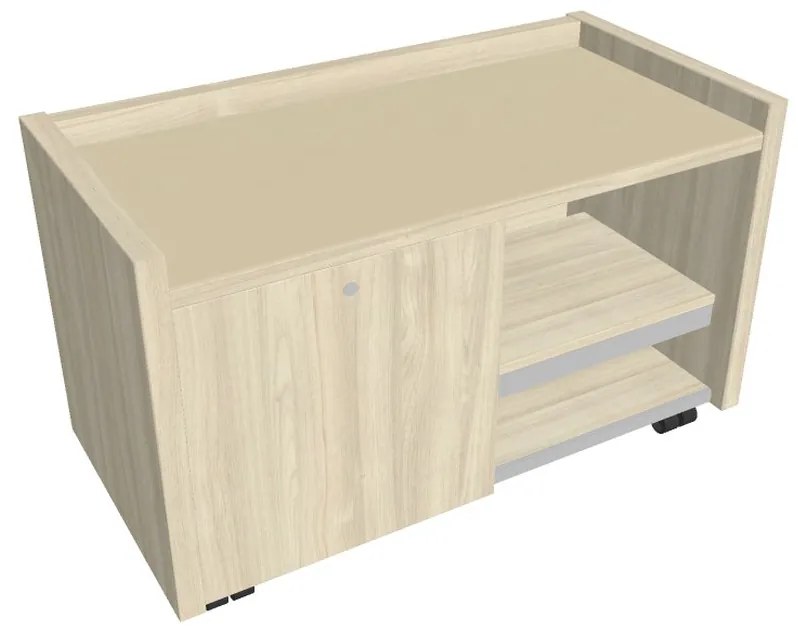 Comodă mobilă Verno 100 x 50 cm cu sticlă, stânga, salcâm / vanilie