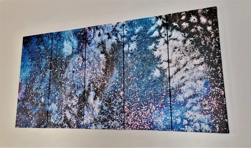 Tablou 5-piese abstracție din acuarelă