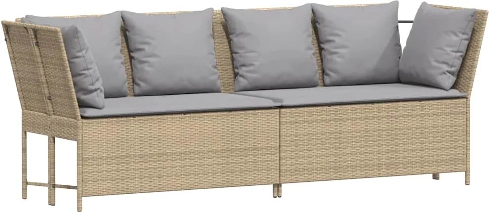 vidaXL Canapea de grădină cu perne din polirattan bej