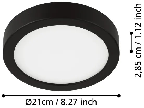 Plafonieră LED pentru baie Eglo FUEVA 900644, 17W/230V, IP44, neagră