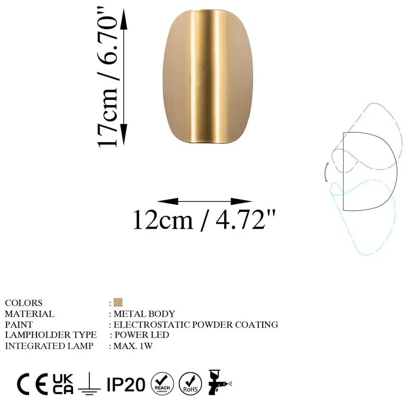 Aplică de perete aurie LED Heybe – Opviq lights