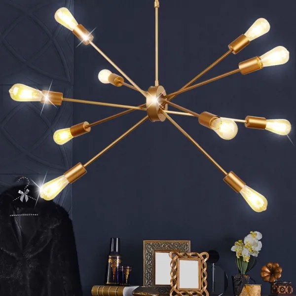 Lustră pe tijă ALPHA 10xE27/60W/230v aurie Searchlight 29010-10GO