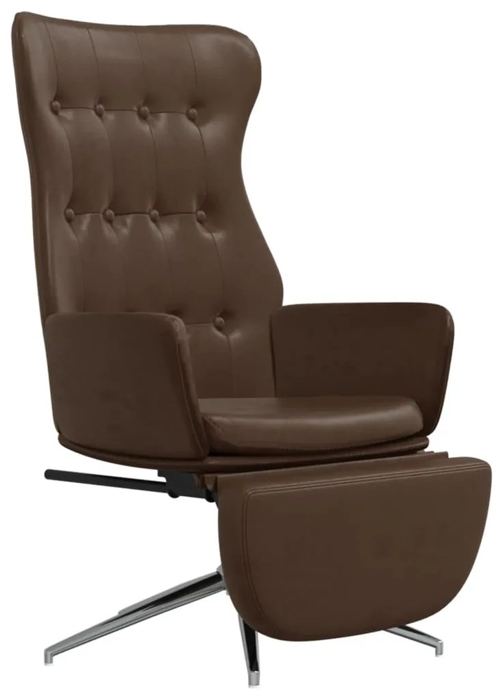 3097722 vidaXL Scaun de relaxare cu taburet, maro lucios, piele artificială