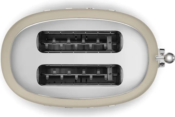 Prajitor de paine SMEG 50's Style TSF01MLMEU, 950 W, 2 felii, 6 trepte, Tava pentru firimituri, Cablu integrat, Otel inoxidabil, Bej