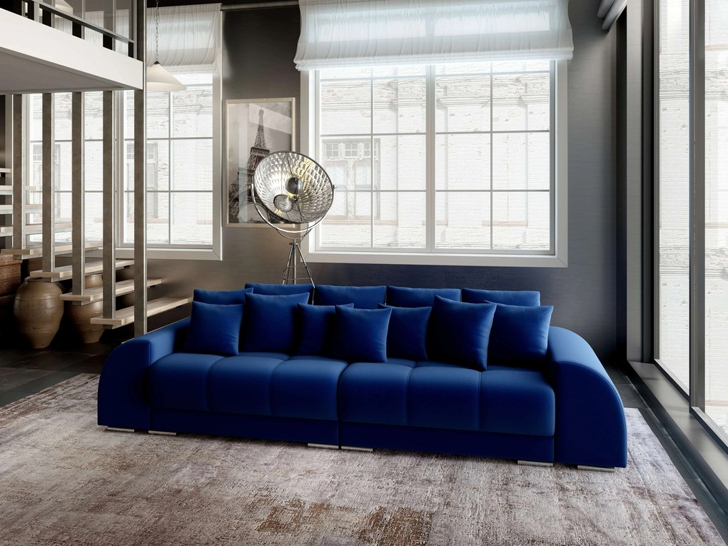 Canapea extensibilă dumonde cu 2 lăzi de depozitare si sezut confortabil din spuma high-density, Verona Royal Blue 310x100 cm