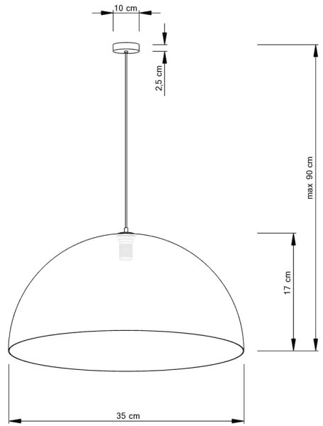 Lustră pe cablu SFERA 1xE27/60W/230V d. 35 cm negru/cupru