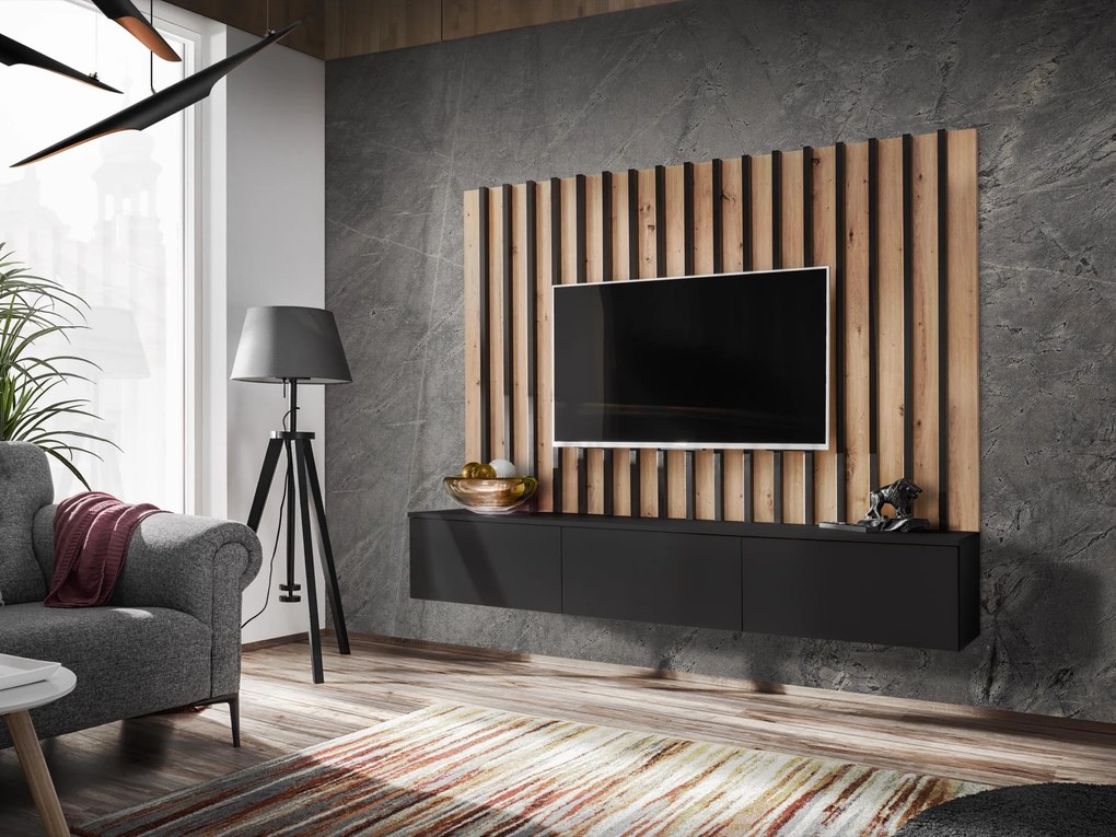 Mobilier living Vertic (stejar artisan + negru. 1097590