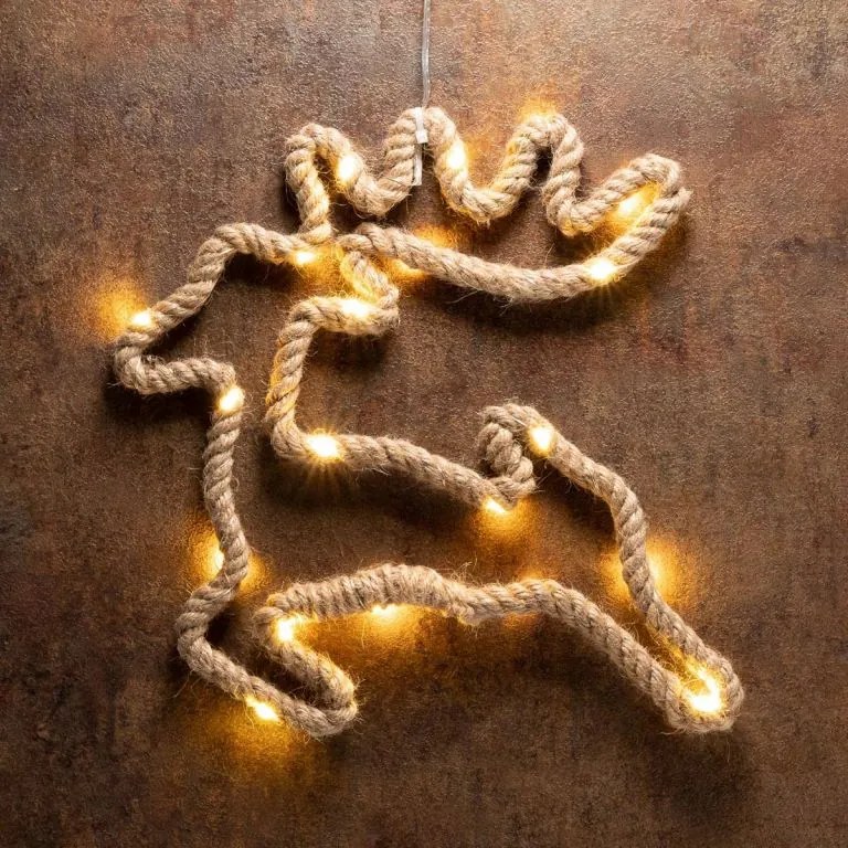 Decorațiune de Crăciun ren 28 x 29 cm, 20 LED-uri, alb cald