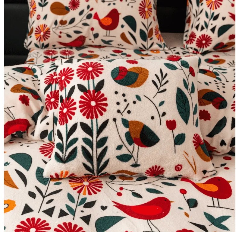 Lenjerie cocolino RETRO BIRD colorata Dimensiune lenjerie de pat: 2 buc 70 x 90 cm | 200 x 220 cm