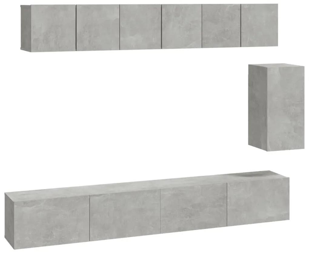 Set dulap TV, 6 piese, gri beton, lemn prelucrat 6, Gri beton