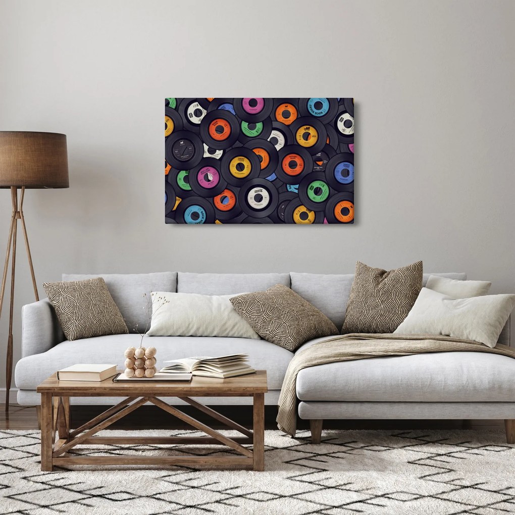 Tablou - plăci de gramofon (90x60 cm)