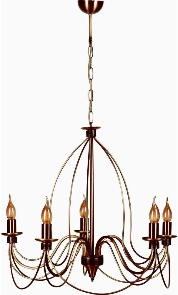 Candelabru CLASSIC cu lanț, 5xE14/40W/230V, bronz