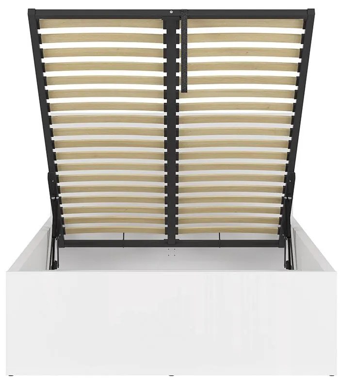 Pat de o persoană 120 cm Tetrix 6 (alb lucios) (cu somieră) (cu sp. depozitare). Promo -30%. 1098485