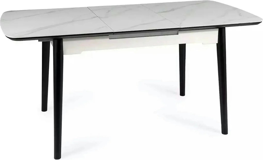 Masa extensibila APOLLO, alb cu efect de marmura/negru, 120/160x80x76