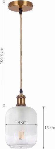 BRILAGI - LED pendul pe cablu RETRO GLASS 1xE27/60W/230V Ø 14 cm auriu/alb