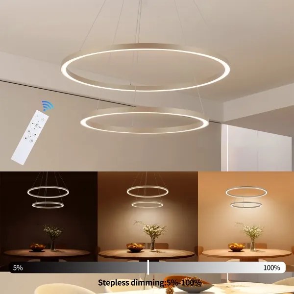 Brilagi - lustru pe cablu LED dimabil PORTOFINO LED/98W/230V Ø 80 cm bej + telecomandă