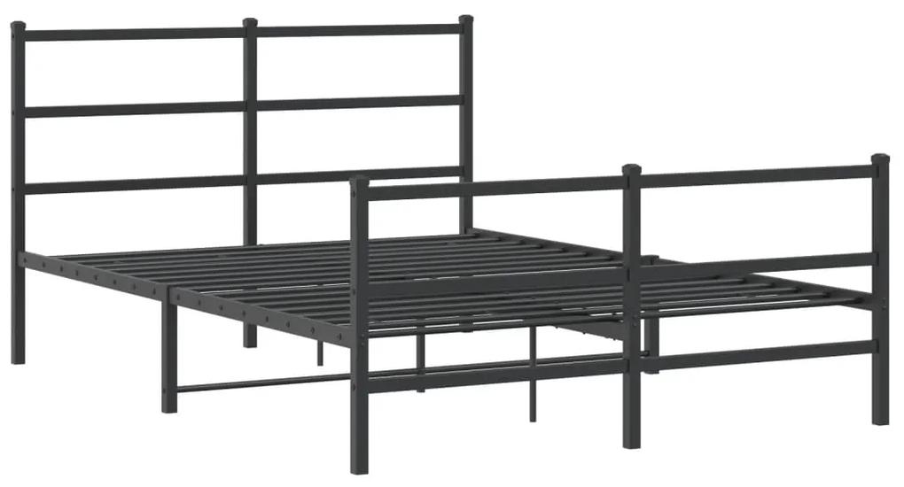 355382 vidaXL Cadru pat metalic cu tăblie de cap/picioare , negru, 135x190 cm