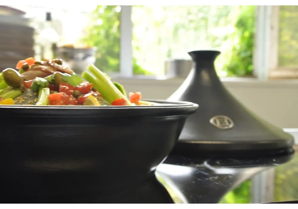Vas tajine din ceramică Emile Henry Flame, ⌀ 32 cm, negru