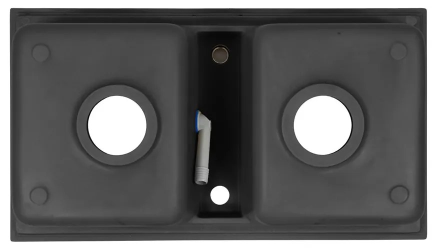 Chiuvetă pătrată Tia cu două cuve din granit, neagră