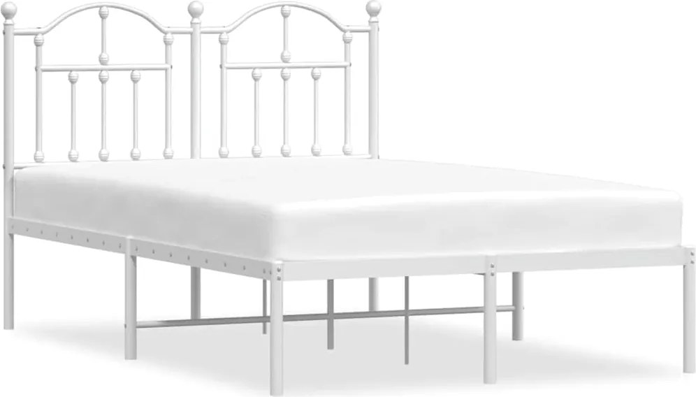 vidaXL Cadru de pat metalic cu tăblie, alb, 120x200 cm