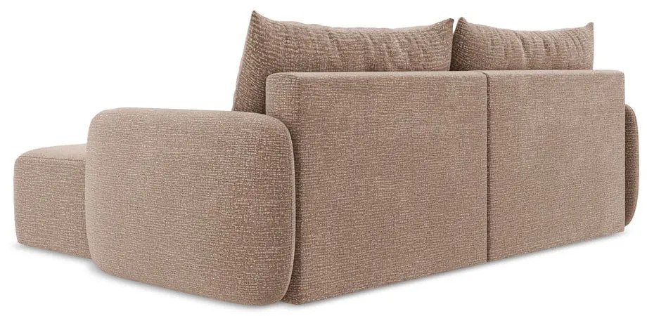 Colțar maro deschis extensibil/cu spațiu de depozitare (cu colț pe partea dreaptă) Kalena – Makamii