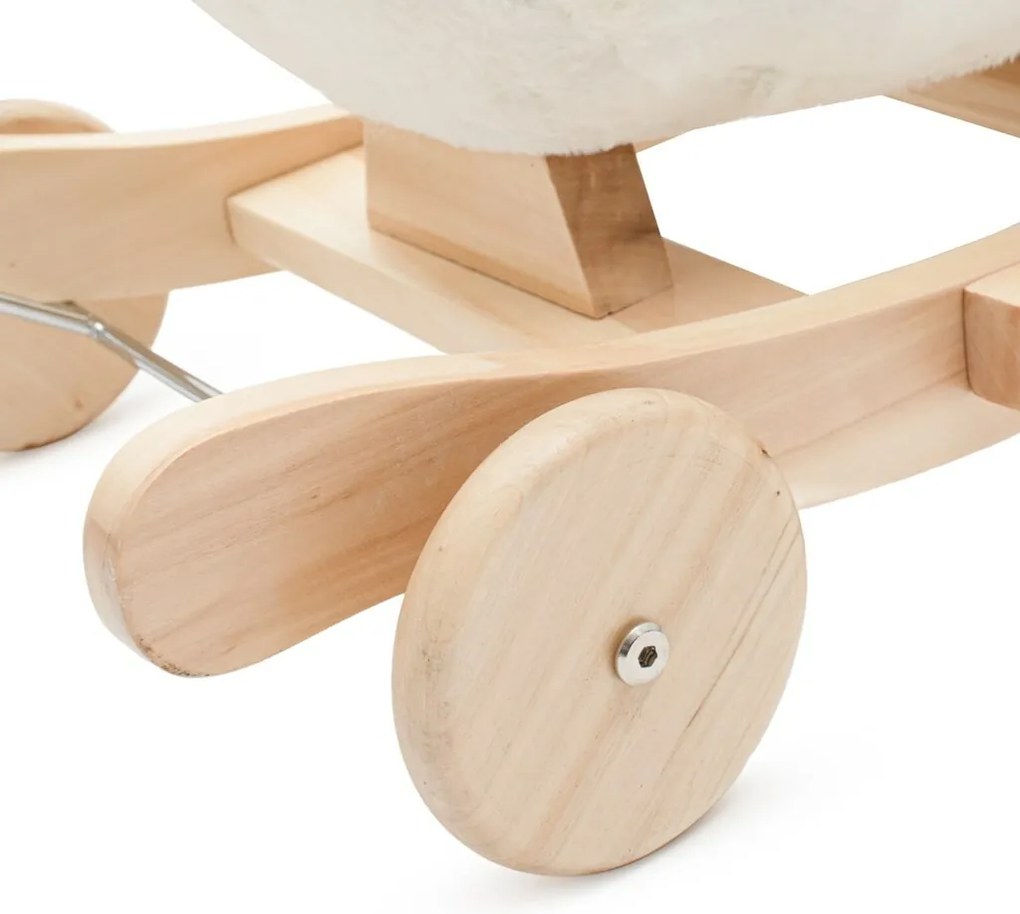 Baby Mix Jucărie balansoar cu roți și melodii Lebăda albă, 61 x 32 x 52 cm