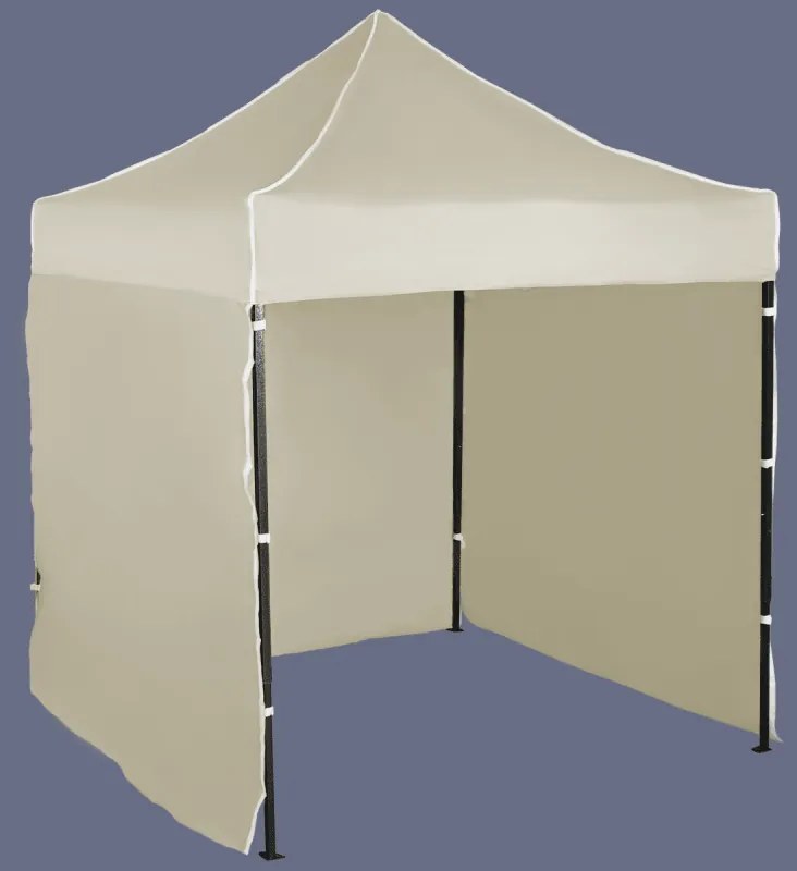 Pavilion de grădină 2x2m – din oțel, 3 pereţi laterali, Bejă