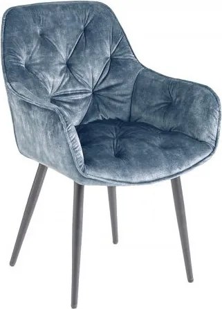 Set 2 scaune moderne Milano catifea albastru petrol