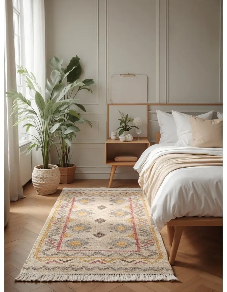 Covor tip traversă crem țesut manual din iută 80x200 cm Roya Imani – Elle Decoration