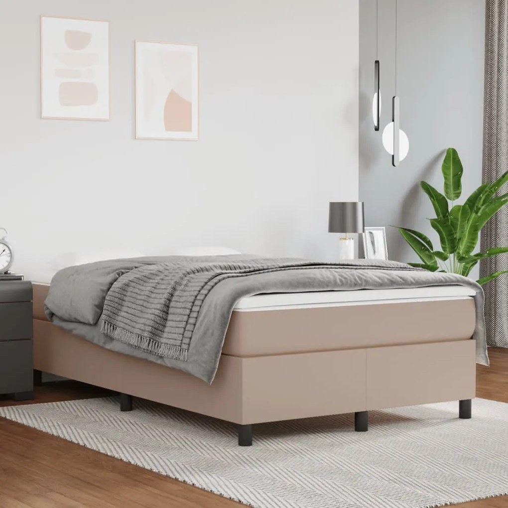 Cadru de pat box spring, cappuccino, 120x200cm, piele ecologică