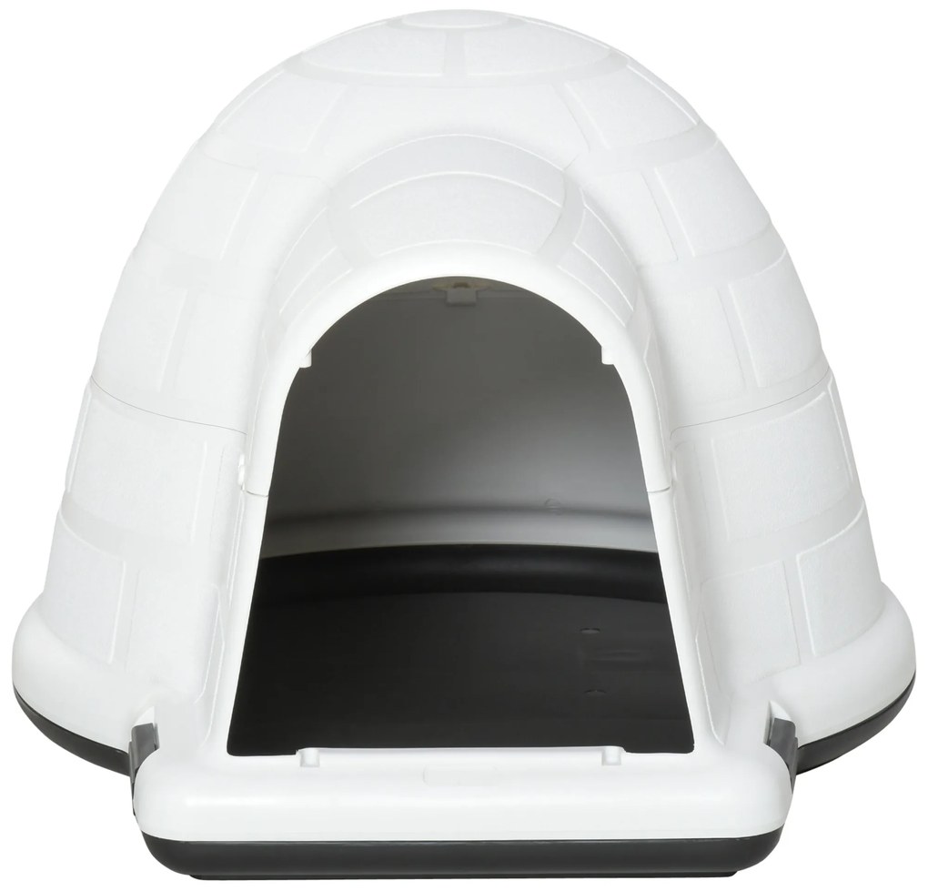 PawHut Cusca Casuta de Exterior pentru Caini de Talie Mica in Form ade Iglu cu Usa, pentru Mops, Bichon Frise, Chihuahua, 68,2x80x53cm