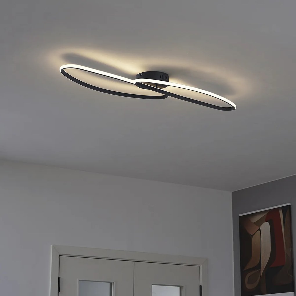 Plafonieră de design neagră 100cm incl. LED cu 3 trepte de intensitate, 2 lumini - Pepe