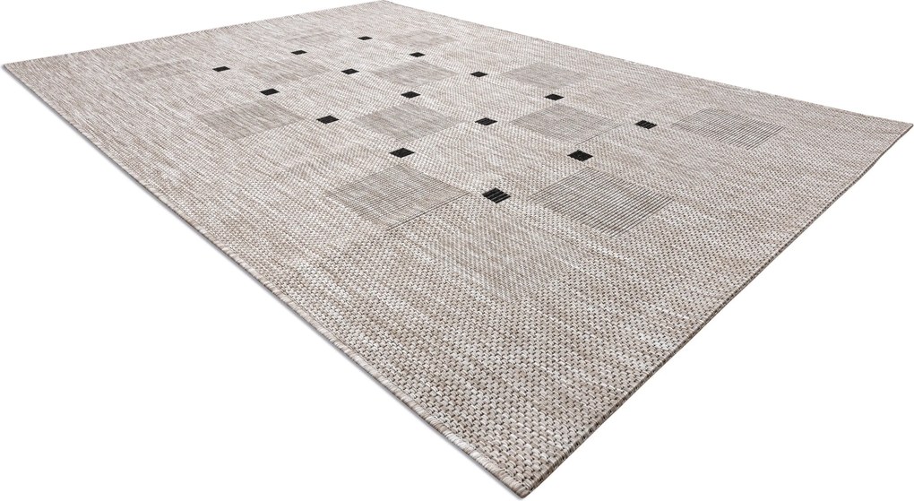 Covor sisal Floorlux 20079 Pătrat argintiu si negru - SECUNDAR-COTATI PRODUSUL