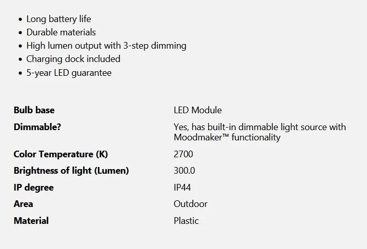 Veioza LED portabila de exterior design nordic IP44 Sponge Battery gri